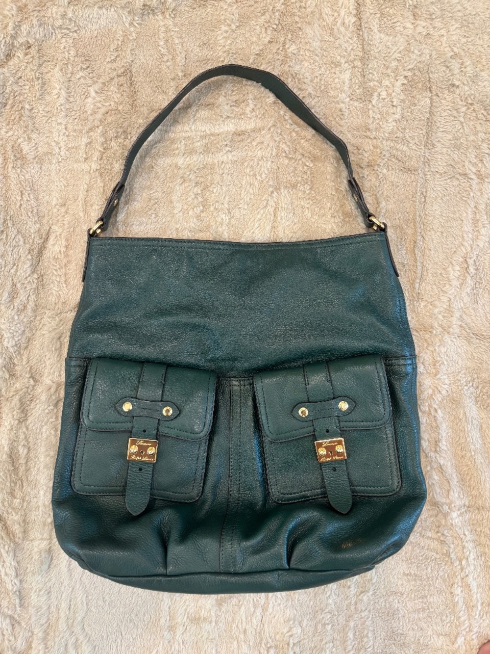 Dark Green Leather Bag by Ralph Lauren